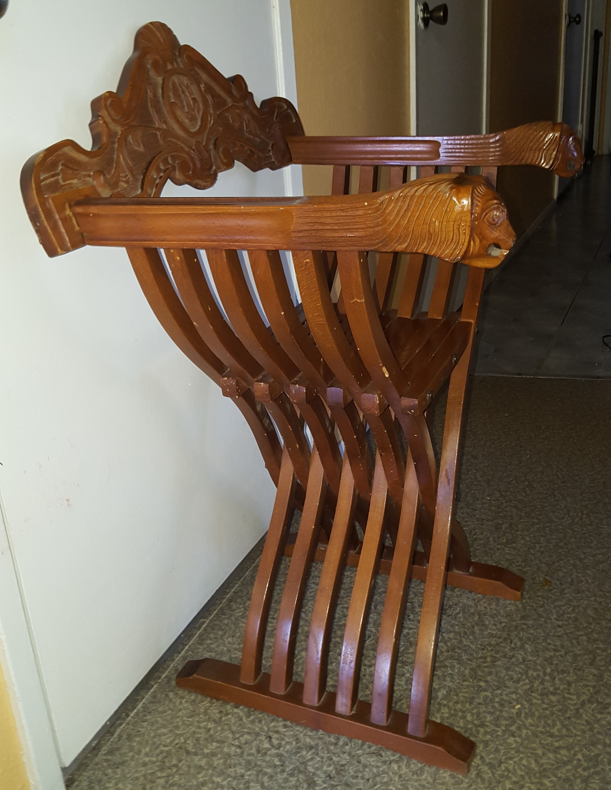 Carved Wooden Folding Lion ChairsSet of 2 InstAppraisal